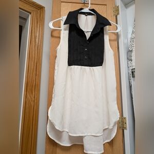 Sheer White and Black Tank Top